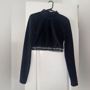 ALEXANDER WANG- Black Long Sleeve Crop Top